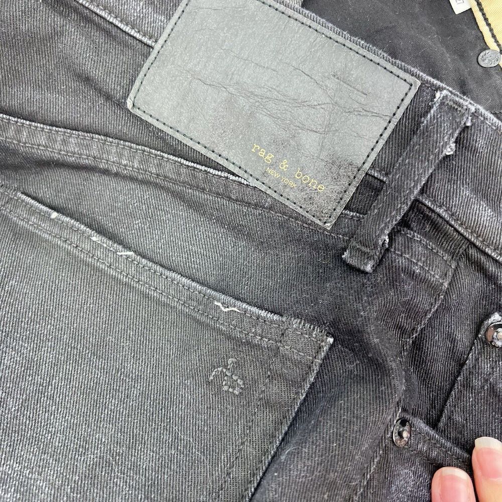 Rag & Bone Maya High Rise Ankle Slim Worn Black Button Fly Jeans Size 27 - Picture 6 of 6